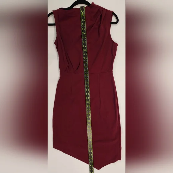 Women's M Burgundy Dress - Asymmetrical, Retro, Pencil Holiday, Party, Business - Picture 6 of 10